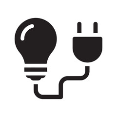 Aufkleber - electricity source icon with lightbulb and power plug representing lighting energy supply and electr