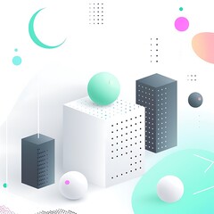 Leinwandbilder - Aesthetic composition featuring minimalist geometric shapes in pastel colors, a modern visual