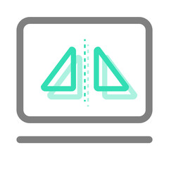 Aufkleber - Digital pixelated turquoise upward arrow symbol contained within a grey square frame on transparency
