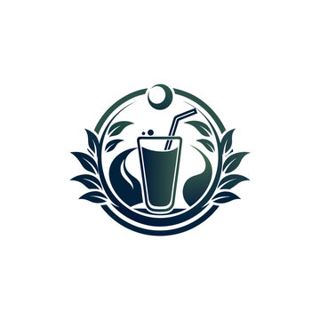 Elegant silhouette of a juice logo with glass