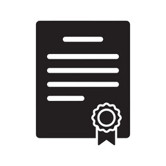 Poster - Official certificate solid glyph icon symbolizing a legal document award and quality guarantee for achievement validation and business license vector
