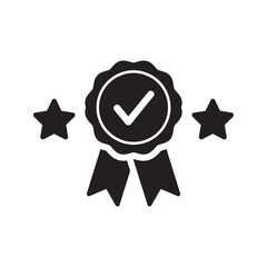 Poster - Best quality award solid glyph icon representing certified excellence and a top rated product for guaranteed satisfaction and premium standard vector