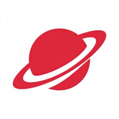 Fototapete - Red Planet with Rings Minimalist Illustration