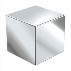 Fototapete - Reflective Silver Cube on White Background