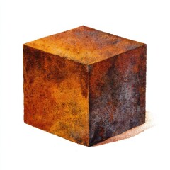 Poster - Rustic Cube Illustration in Warm Earthy Tones