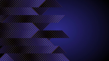 Poster - Dark blue stripes and golden lines abstract geometric background