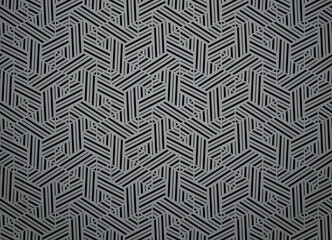 Leinwandbilder - Abstract geometric pattern with stripes, lines. Seamless vector background. Gray and black ornament. Simple lattice graphic design