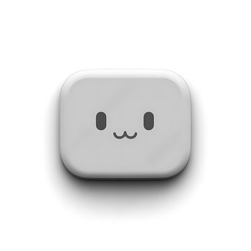 Minimalist square button with a cute kawaii face icon promoting digital emotion