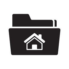 Poster - Real estate folder glyph icon for property documents management housing records organization and residential file storage system for agency work