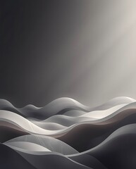 Poster - Abstract Gray Landscape with Wavy Lines and a Gradient Light Effect