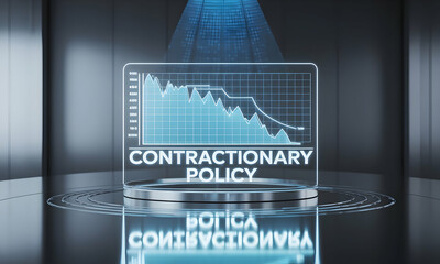 Poster - Falling graph with text in glass display