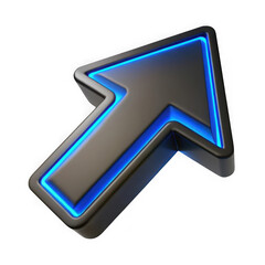 Poster - Upward pointing arrow cursor with blue glow isolated on transparent background