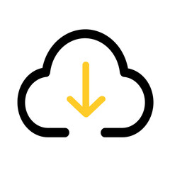 Poster - Simple yellow downward arrow icon against a solid black background