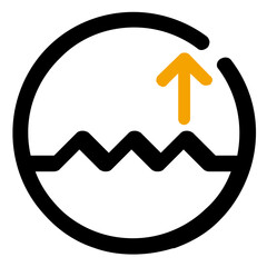 Poster - Simple orange arrow pointing upwards on a solid black background