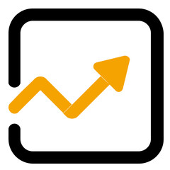 Poster - Orange zigzag arrow pointing upwards on a black background representing growth