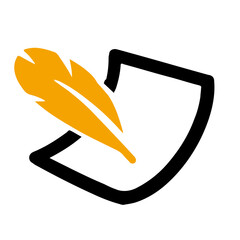 Aufkleber - Stylized orange feather icon on a black background for design projects