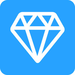 Poster - Simple blue square icon with a black outline of a diamond gem