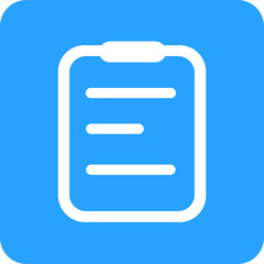 Leinwandbilder - Simple black clipboard icon with lines on a bright blue square background