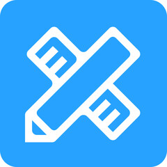 Poster - Stylized graphic icon of a pencil and ruler crossed on a blue background