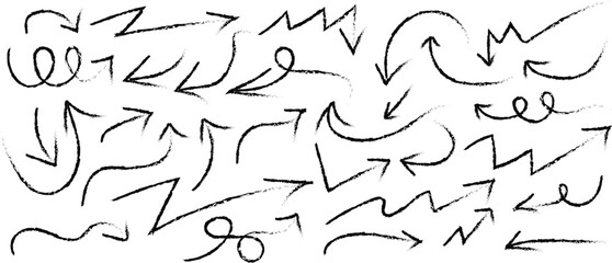 Poster - Hand drawn arrows collection on white background for direction and movement