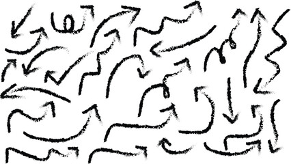Poster - Hand drawn sketchy arrow shapes in various directions on white background