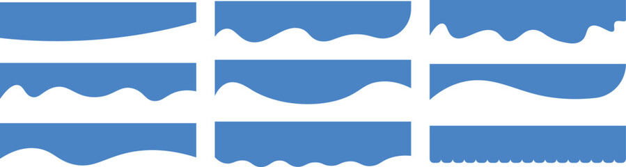 Poster - Abstract blue border and wave shape elements set for design