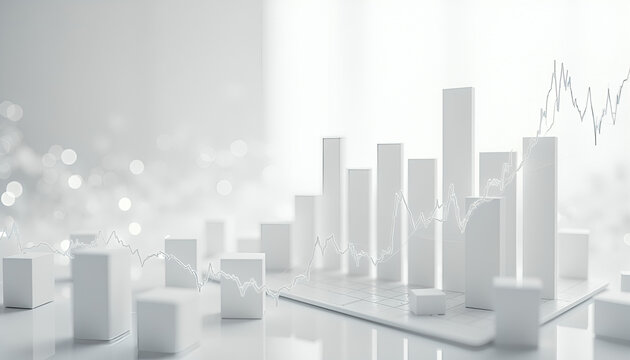 Minimalist Abstract 3D Bar Graphs in Winter Landscape