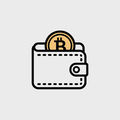 Fototapete - White Cryptocurrency Wallet with Gold Bitcoin Coin Icon Minimalist Line Art Illustration Digital Asset Finance Banking Technology Graphic Design Element