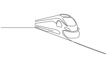 Aufkleber - High-Speed Train One Line Illustration. Vector drawing capturing the essence of a modern train, High speed train single line art illustration. Editable vector.