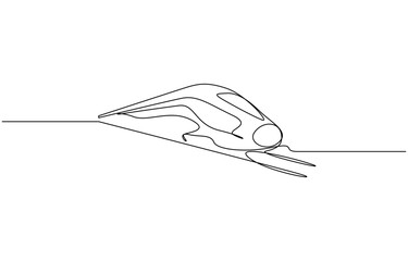 Aufkleber - High-Speed Train One Line Illustration. Vector drawing capturing the essence of a modern train, High speed train single line art illustration. Editable vector.