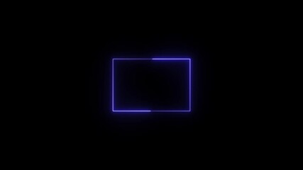 Poster - Glowing neon frame animation. Glowing neon square frame on a black background illuminating futuristic digital design. Glowing neon frame.