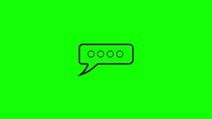 Poster - Animated black speech bubble on bright green screen for communication concepts.Animated speech bubble loop. Minimal chat icon for digital communication and messaging.