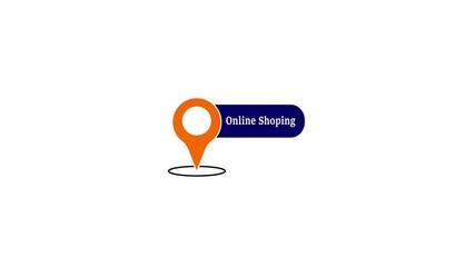 Poster - Online shopping location marker with modern. Online shopping location animation. Minimal map pointer highlighting ecommerce store and delivery destination.
