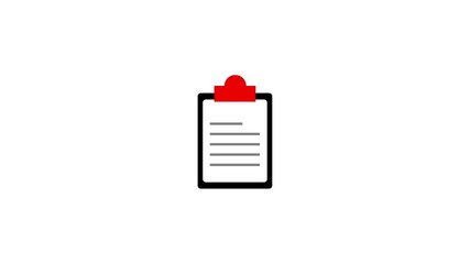 Poster - Minimalist illustration of clipboard with document on clean white background. Clipboard checklist animation. Minimal document and form icon representing business planning and organization.