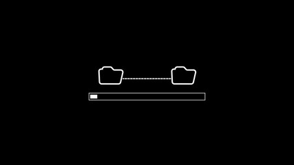 Fototapete - Data transfer process loading visualized with folders connecting. Data transfer loading animation. Minimalist progress bar and folder icons showing digital synchronization and connectivity.