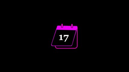 Poster - Digital calendar icon displaying the date seventeen against a solid black background. calendar icon animation showing month, date, and year for planning and scheduling.