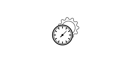 Poster - time management represented with clock and gear symbol. Time and gear animation illustrating efficiency, planning, and workflow in a modern business process concept.