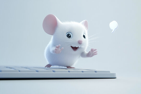  Excited Cartoon Mouse with Sparkles