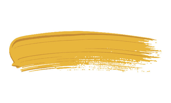 Modern vector illustration of a thick yellow paint brush stroke with visible texture, yellow brush stroke highlight marker, easily editable and scalable.
