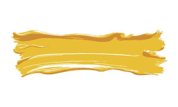 Modern vector illustration of a thick yellow paint brush stroke with visible texture, yellow brush stroke highlight marker, easily editable and scalable.
