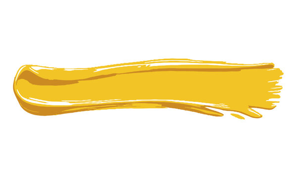 Modern vector illustration of a thick yellow paint brush stroke with visible texture, yellow brush stroke highlight marker, easily editable and scalable.
