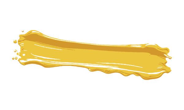 Modern vector illustration of a thick yellow paint brush stroke with visible texture, yellow brush stroke highlight marker, easily editable and scalable.