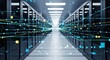 © VECTOR_AKAS - Futuristic data center server room with glowing network connections
