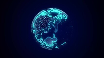 Poster - Futuristic  digital concept of planet Earth in cyberspace. Global network connection. Science and technology. Visualisation of metaverse. 3D rendering.