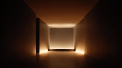 Wall Mural - Soft radiant light gradually envelops the dark space creating a soothing and tranquil atmosphere inviting contemplation and reflection in its warm embrace.