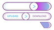 © md arif babu - Modern ui ux design elements featuring two rounded toggle switch sliders with gradient fill and text labels for upload download and a separate button element