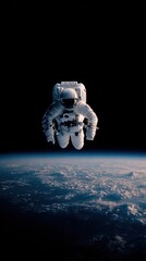 Wall Mural - against the backdrop of the deep black universe an astronaut engages in a spacewalk highlighting the