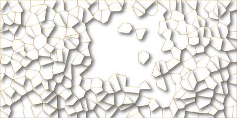 Poster - Beautiful white crystallized polygon background. abstract light white stone tile pattern with shadow. modern wallpaper, trendy simple minimal geometric background abstract mosaic backdrop.