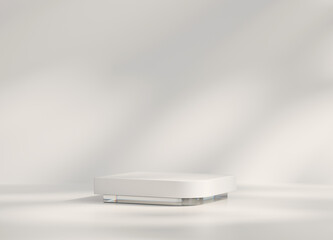 Poster - Minimal Square White Podium Platform For Product Display Showcase 3D Rendering