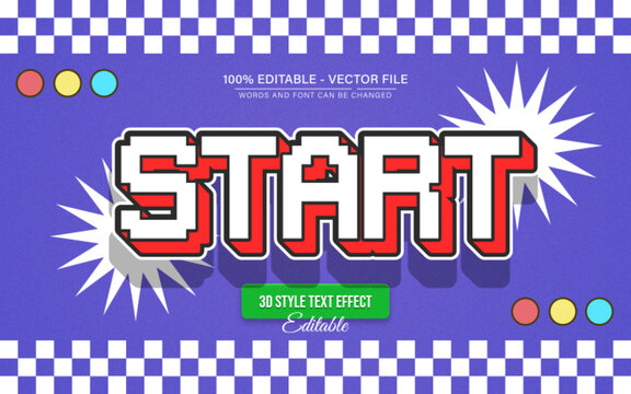 Start 3D Pixel Text Effect for Poster, Logo and T-Shirt Template